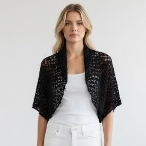 Schiko Chic Black Sort Sleeve Cropped Kit‎ Cardigan